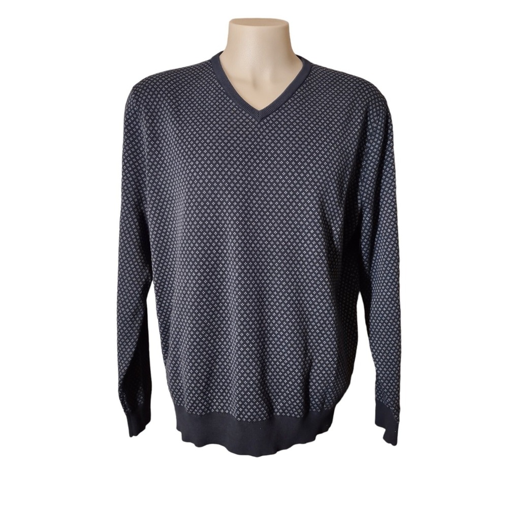 Lands End Sweater Mens XLT Supima Cotton Preppy Normcore Blue Good Condition